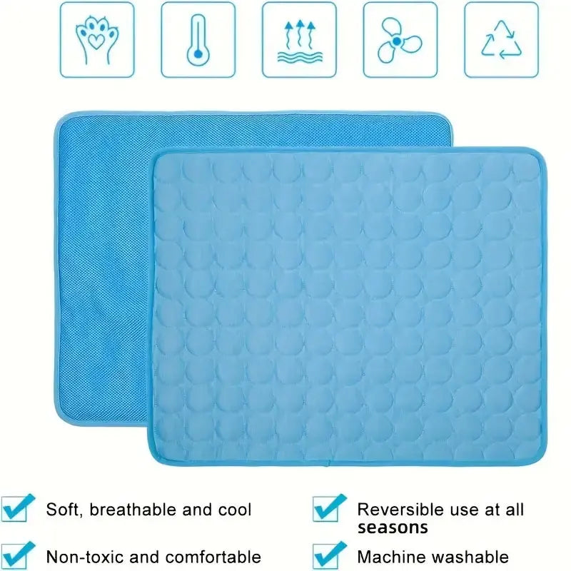 Selbstkühlende Haustiermatte – Sommer-Kühlpad für Hunde und Katzen, Atmungsaktiv und Waschbar, Aus Eis-Silk für optimale Kühlung