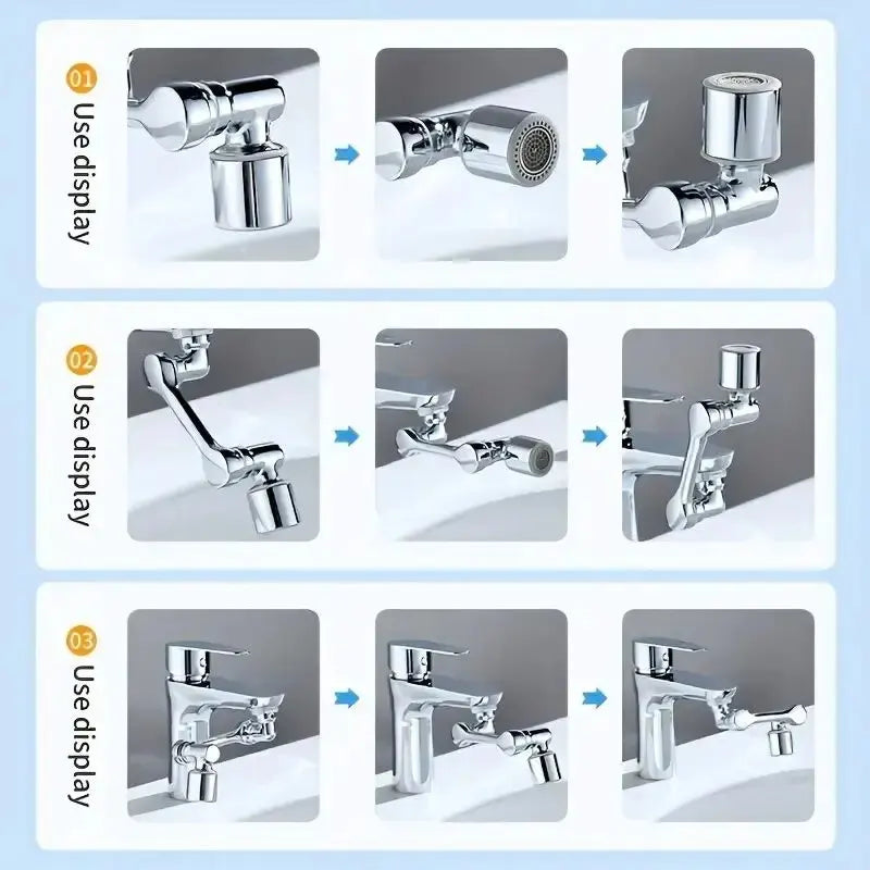 2er-Set Wasserhahnverlängerer – ABS-Roboterarm, 1080° drehbare Universalverlängerung für Waschbecken – Ein-Modus Schwenkbarer Wasserhahnaufsatz für Bad und Küche
