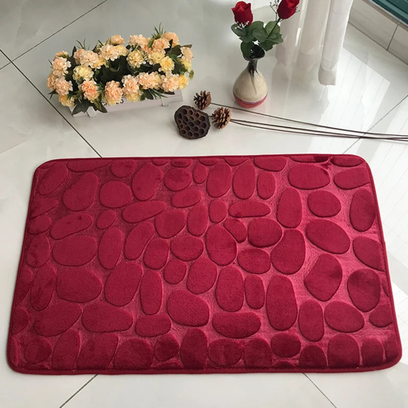 Rutschfeste Badematte mit Kieselstein-Muster - Teppich für BadezimmeBoden und Badewanne, Aus hochwertigem Memory-Foam, Moderne Kieselstein Badematte