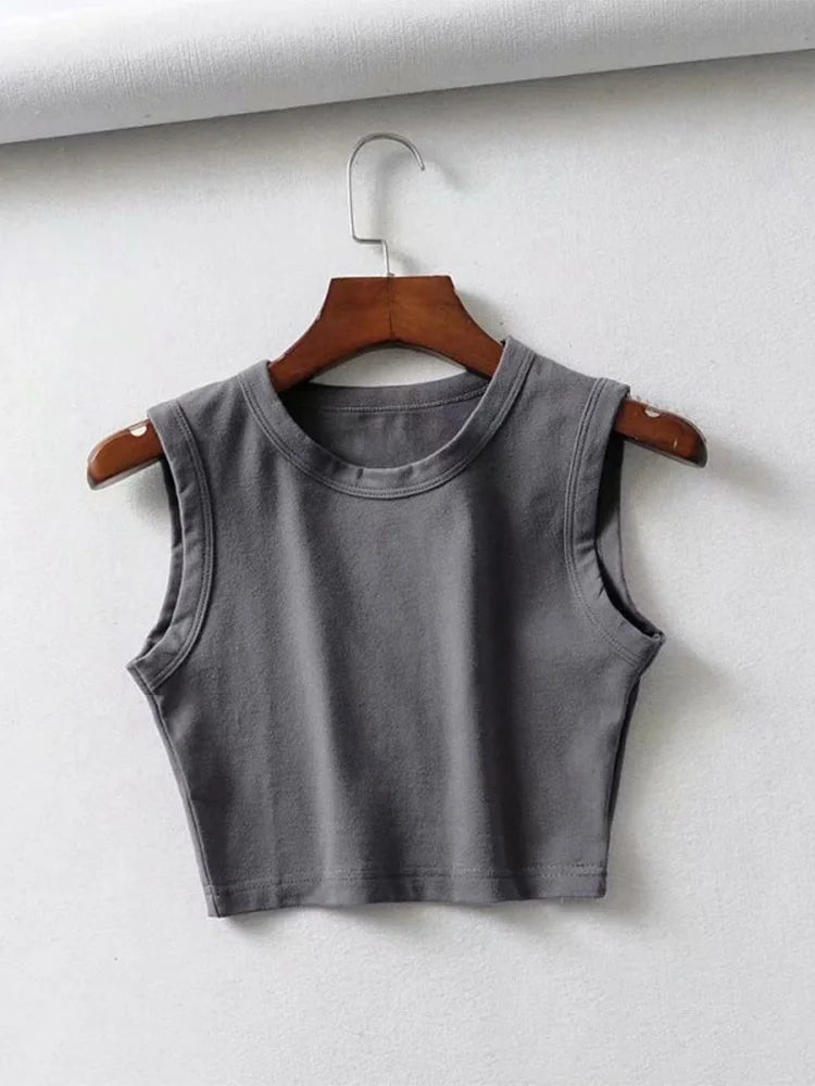 Vintage Sommer Crop Tops für Damen – Weißes Biker-Punk Tanktop, Koreanische Streetwear, Cropped Ärmelloses Top für Trendbewusste Frauen
