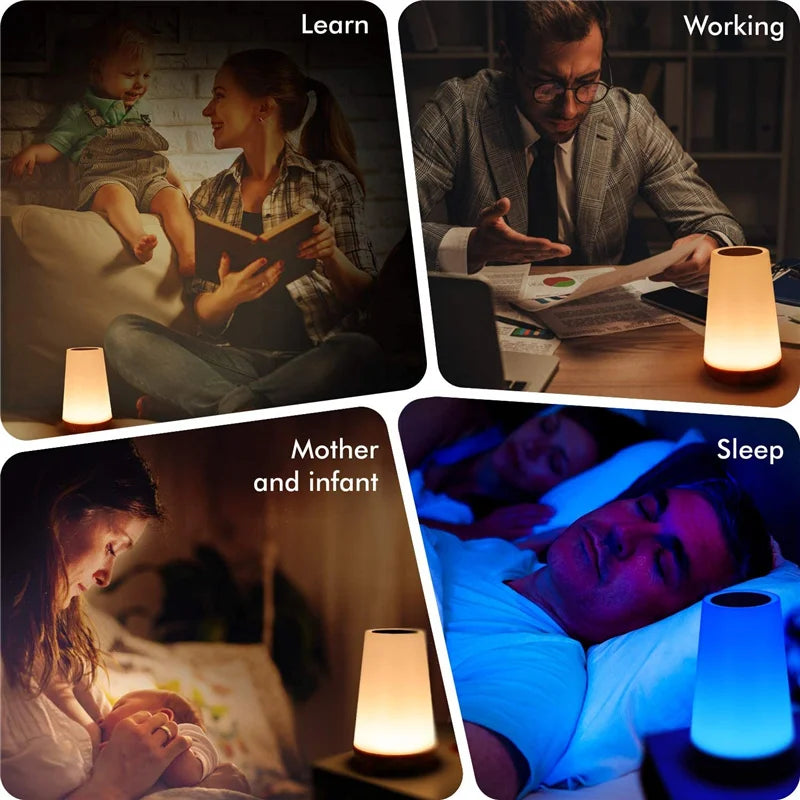 13-Farben RGB Nachtlicht mit Fernbedienung – Touch-dimmbare Tisch- und Nachttischlampe, tragbare USB-wiederaufladbare Nachtlampe