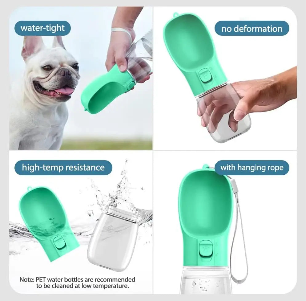 Tragbare Wasserflasche für Hunde und Katzen – Auslaufsichere Trinkflasche und Napf für Unterwegs, Ideal für Spaziergänge und Outdoor-Aktivitäten
