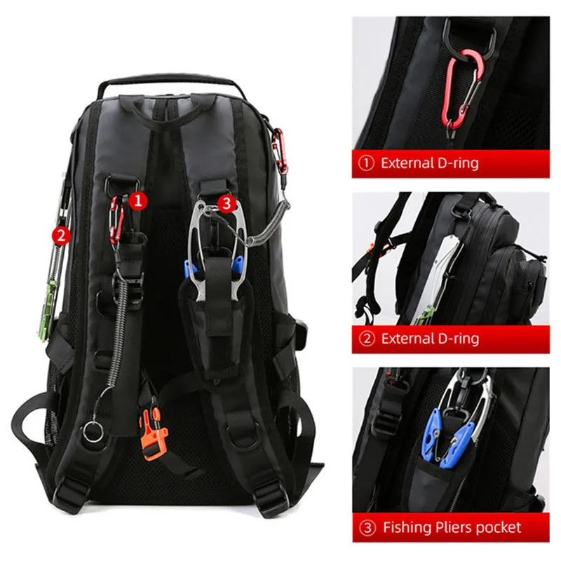 Wasserdichter Rucksack Angelködertasche. Ideal für Outdoor-Aktivitäten wie Reisen, Wandern und Camping
