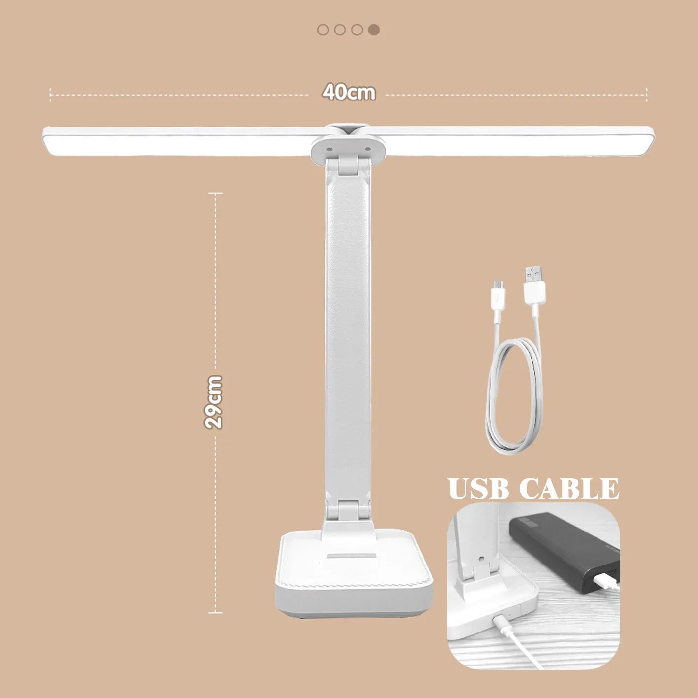 Augenfreundliche LED Tischlampe mit Touch-Steuerung – 3-stufig dimmbare Nachtlichtfunktion, Faltbar und USB-Akku für Schlafzimmer und Büro