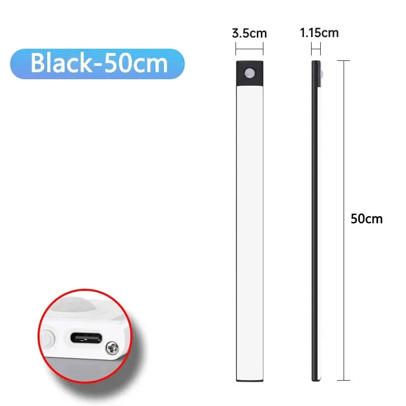 LED Schranklicht mit Bewegungsmelder – USB Type-C wiederaufladbar, Auto-On/Off, Verschiedene Längen für Küche & Kleiderschrank