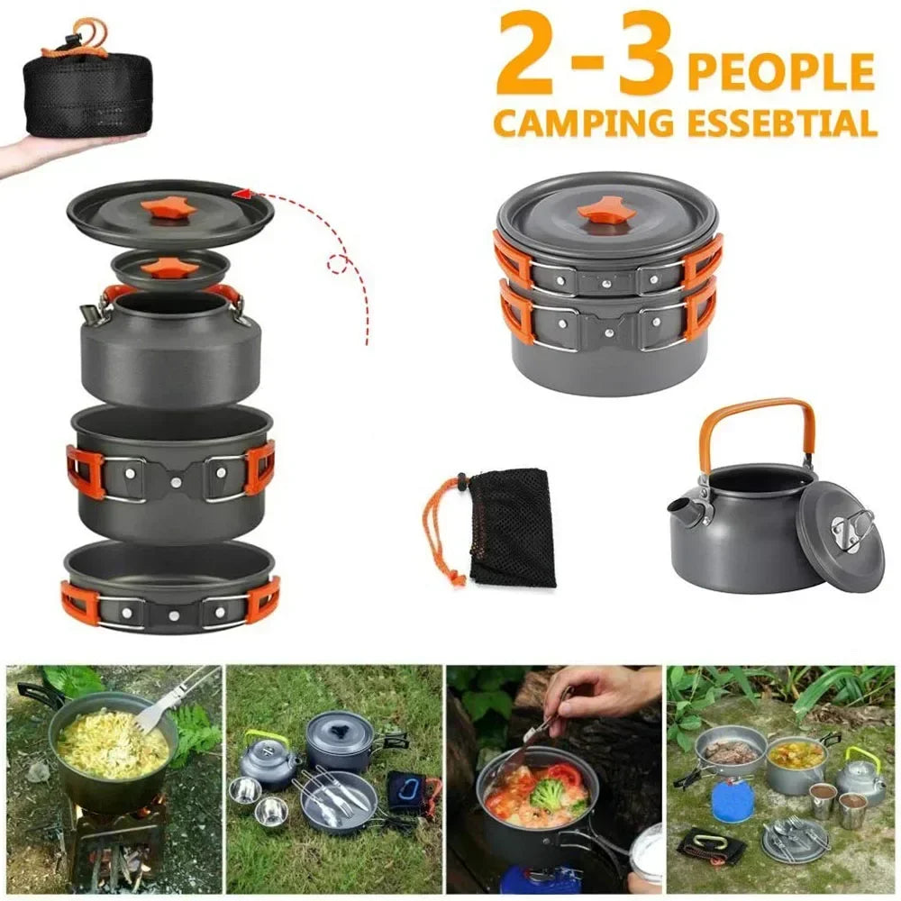 Camping Kochgeschirr Set aus Aluminium