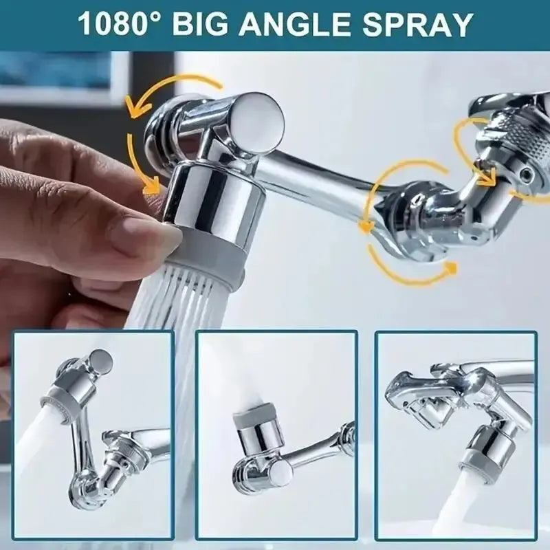 2er-Set Wasserhahnverlängerer – ABS-Roboterarm, 1080° drehbare Universalverlängerung für Waschbecken – Ein-Modus Schwenkbarer Wasserhahnaufsatz für Bad und Küche