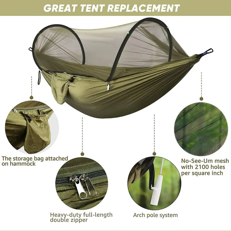 3-in-1 Camping Hängematte mit Moskitonetz
