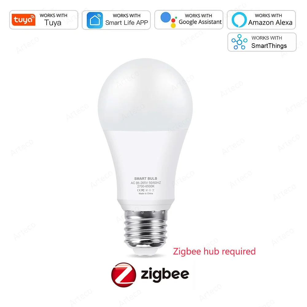 Smart Home LED Lampe E27 – Tuya Zigbee & WiFi, RGB+CW+WW, Sprachsteuerung via Alexa & Google Assistant