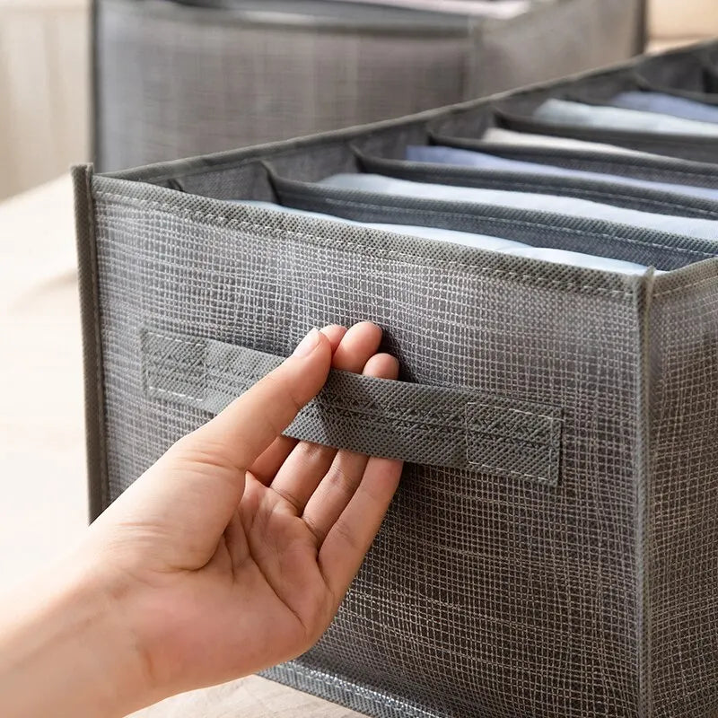 Graue 9-Fächer-Aufbewahrungsbox – Platzsparender Organizer für Hosen, Kleidung und Unterwäsche – Langlebig, Waschbar, Nicht-Gewebt
