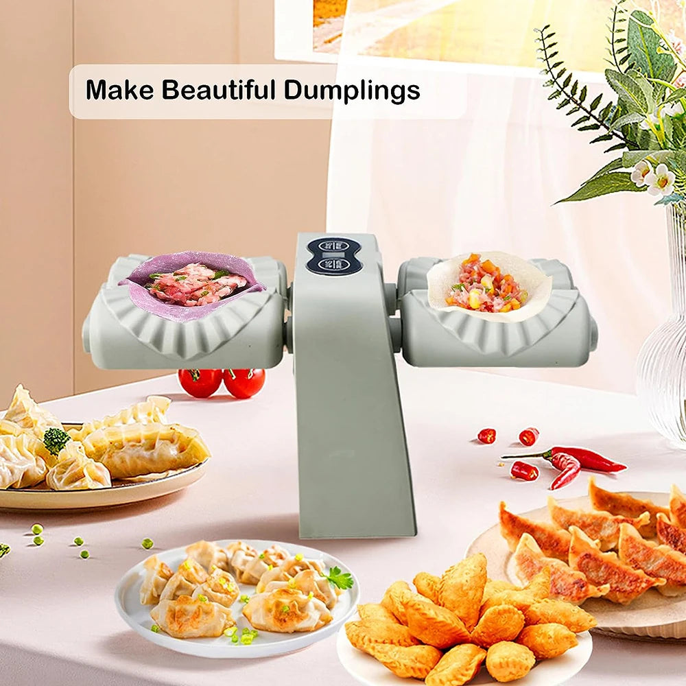 Elektrische Dumpling Maker Maschine mit Doppelkopf: Automatische Dumpling-Formungsanlage mit Pressform für Dumpling-Haut und manuellem Zubehör