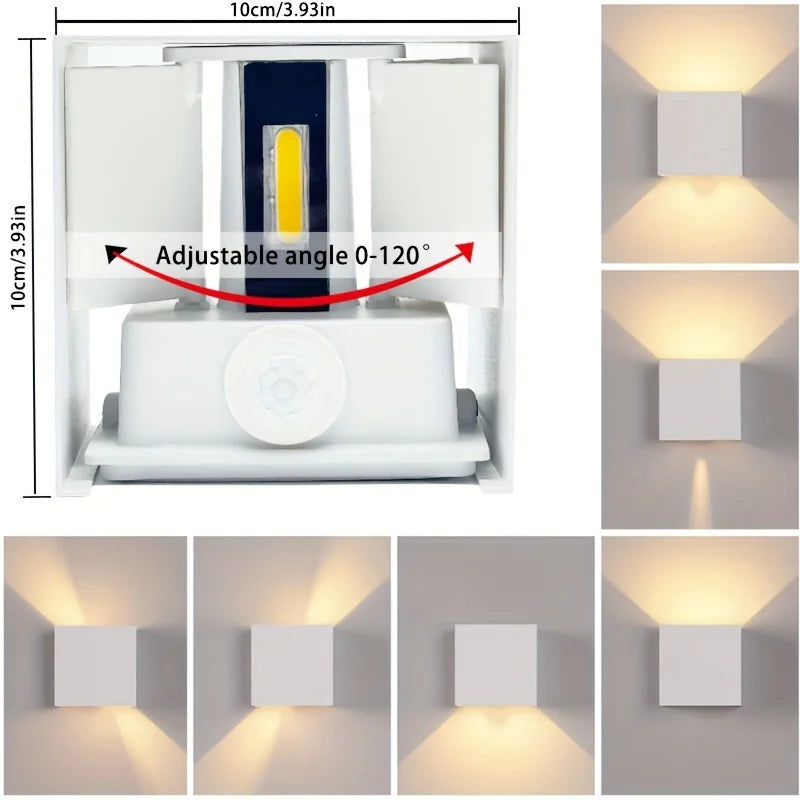 12W LED-Wandlampen mit Bewegungsmelder – 2er-Pack für Innen- und Außeneinsatz, 3000K Warmweißes LED-Licht für Außenbereich