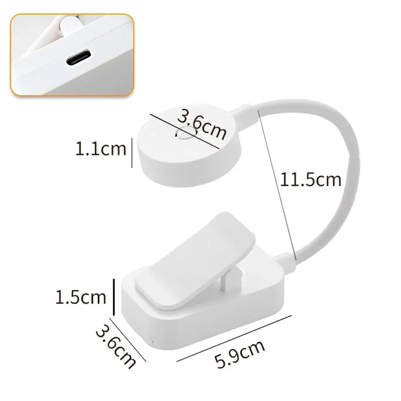 Clip-On Buchlampe –3 Lichtfarben, USB/Batterie, Augenschonend für Lesen im Bett & Lernen, Klemm Leselampe