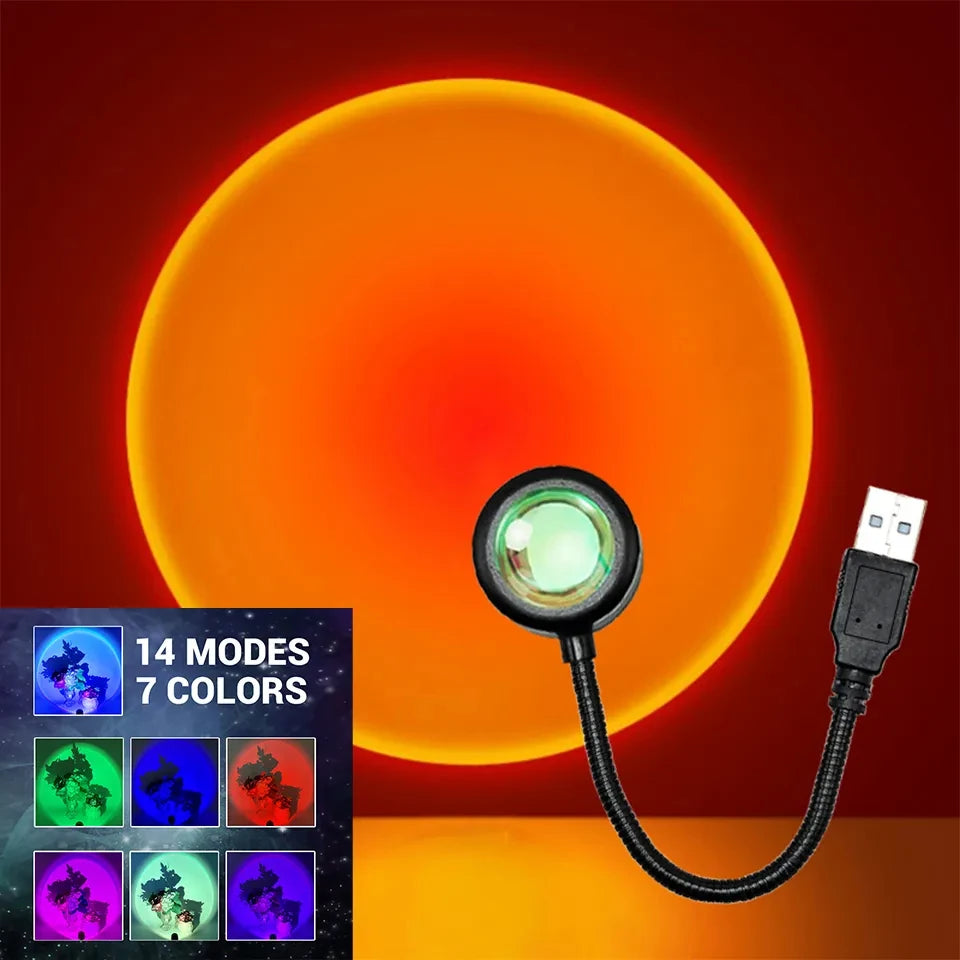Mini USB-Sonnenuntergangsprojektionslampe - Atmosphärisches Nachtlicht für Schlafzimmer und Wanddekoration, Mini Sunset Lampe