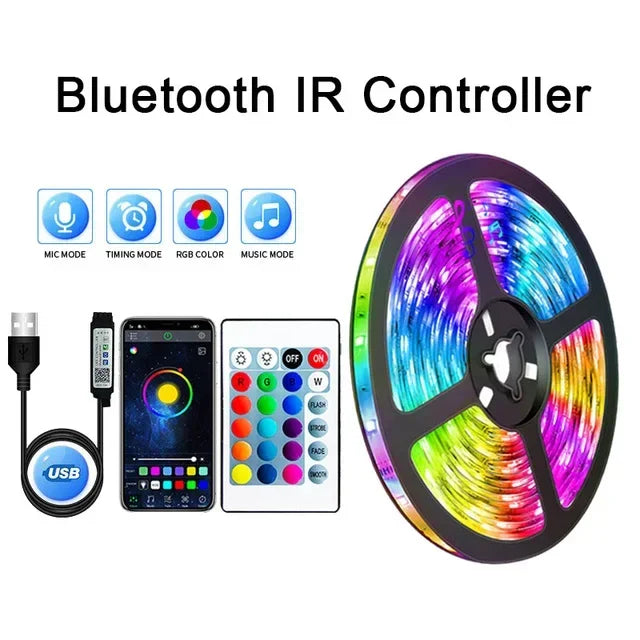 LED Lichtband USB – RGB 5050, Steuerbar per App, Flexibel & farbwechselnd, Ideal für Zimmerdeko & TV-Backlight