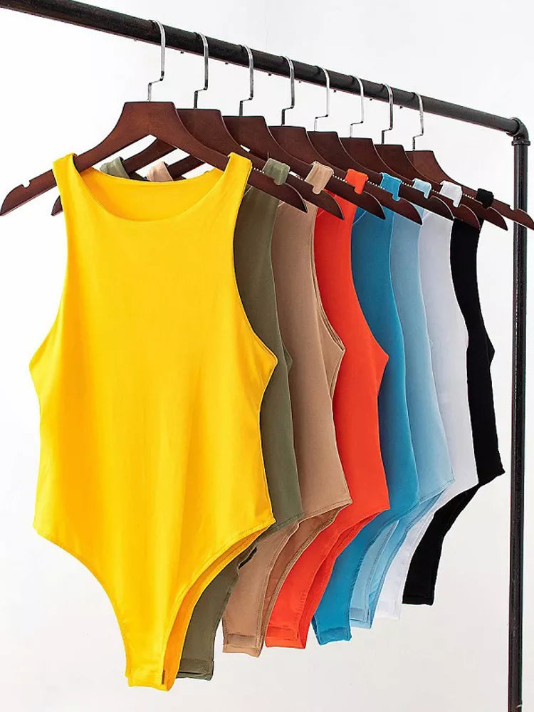 Lässiger Sommer Bodycon Damen Bodysuit – Schicker Einteiler in 8 Farben, Enganliegend und Figurbetont für Elegante Club-Outfits