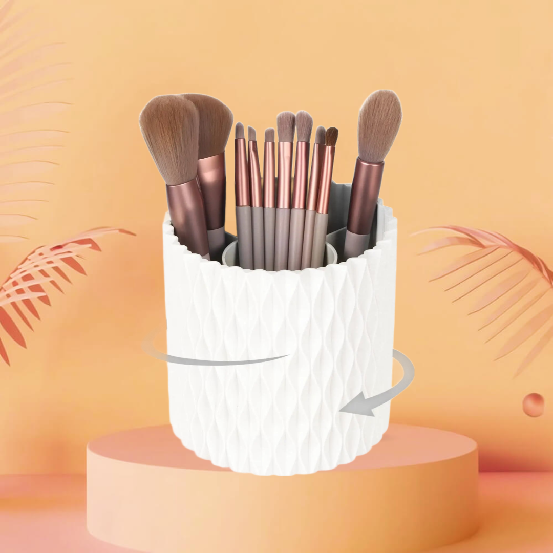 Multifunktionaler Make-up Organizer mit Rotationsfunktion - Großzügiger Platz für Pinsel, Augenbrauenstifte und Kosmetik auf dem Schreibtisch