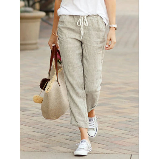 Herbst Damenhosen aus Baumwolle – Bequeme Weite Hosen mit Elastischem Bund, Schwarze Casual-Pants im Y2K Look