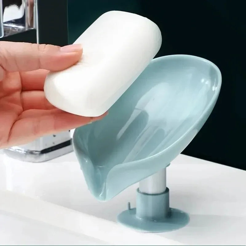 1/2 Stücke Abtropf-Seifenhalter Set für das Badezimmer – Waschbecken-Seifenschale in Blattform mit Rutschfester Saugnapf für das Waschbecken, ohne Bohren, Ideal für das Zuhause
