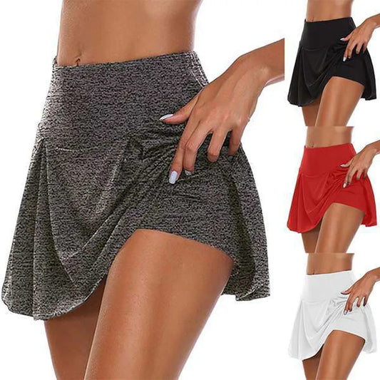 Sommerlicher Damen-Sportrock – Kurz und hoch tailliert, Perfekt für Tennis, Fitness und Tanz, Schnelltrocknendes Material, Einfarbig mit komfortablem Innenfutter