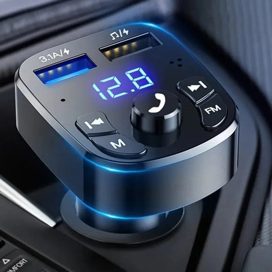 Auto-MP3-Player mit Dual-USB-Schnellladegerät – FM-Transmitter und Bluetooth 5.0-Empfänger, USB-Flash-Laufwerk-Kompatibel, Vielseitiges Plug-and-Play-Car-Kit für Musik und Anrufe