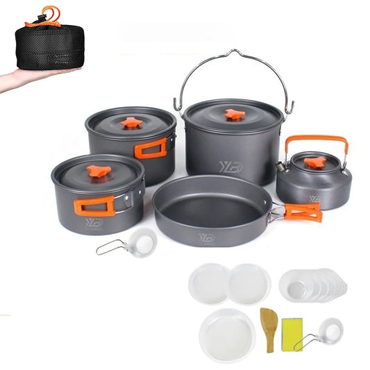 Camping Kochgeschirr Set Aluminium 2-8 Personen Outdoor Kochset