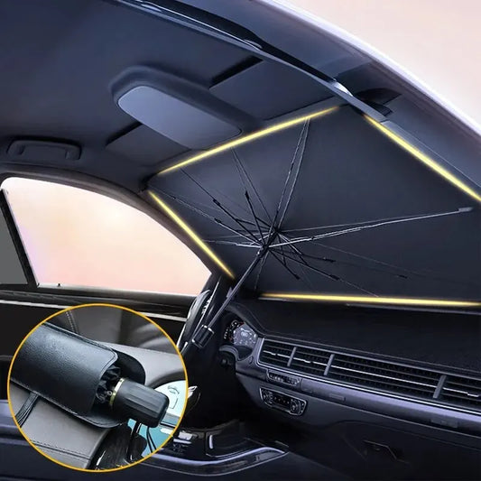 Faltbarer Auto-Sonnenschirm – Frontscheiben-Sonnenschutz, Windschutz, und Parasol für Sommer – Effektive Sonnenschutz-Abdeckung für Autofenster