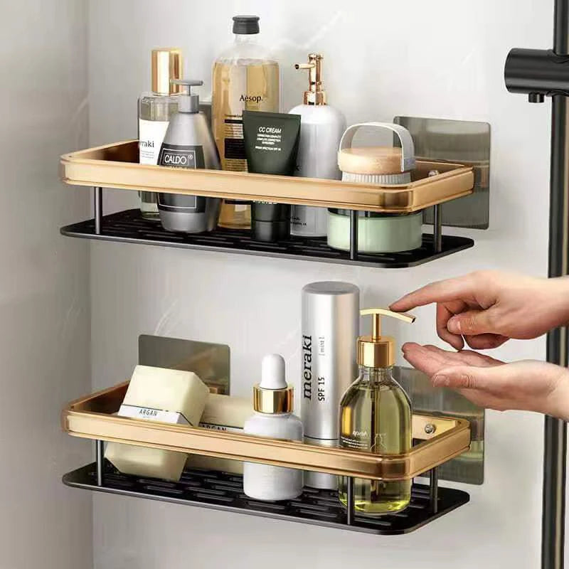 Bohrfreier stylische Wandregal-Organizer für Badezimmer und Küche – Praktisches Regal zur Aufbewahrung von Shampoo, Kosmetik und anderen Badezimmeraccessoires