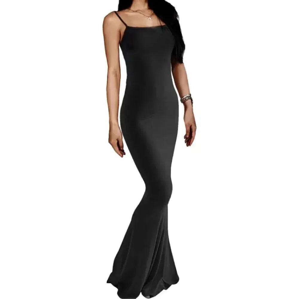 Damen Elegantes Sommer-Maxi-Kleid – Lässiges, rückenfreies Bodycon-Dress mit ärmellosem Design, Ideal für schicke Geburtstagsfeiern und stilvolle Sommerabende