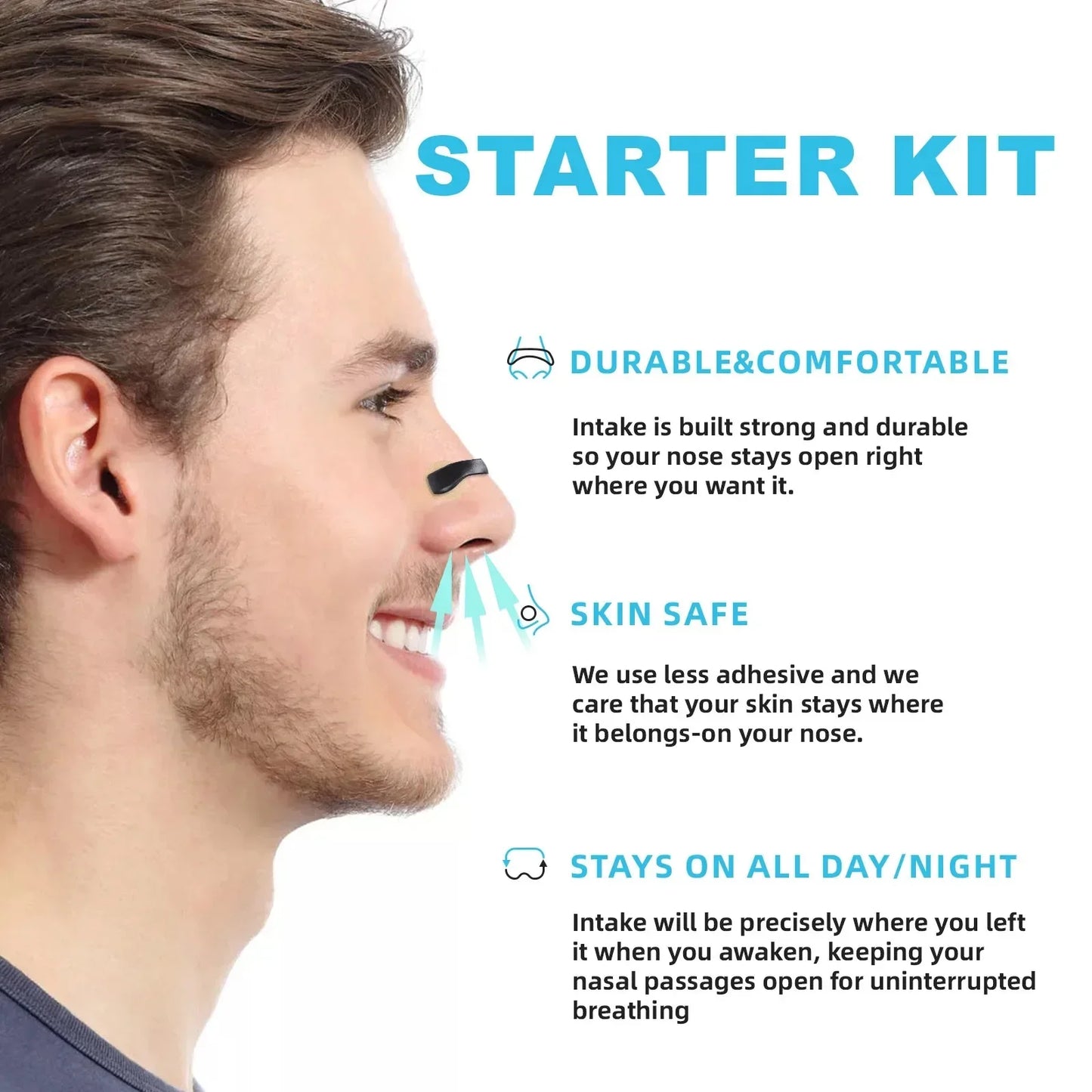 Magnetische Nasenstrips & Nasenclip gegen Schnarchen – Nasen-Dilatator Starter Kit zur Verbesserung der Schlafqualität und Atemleistung