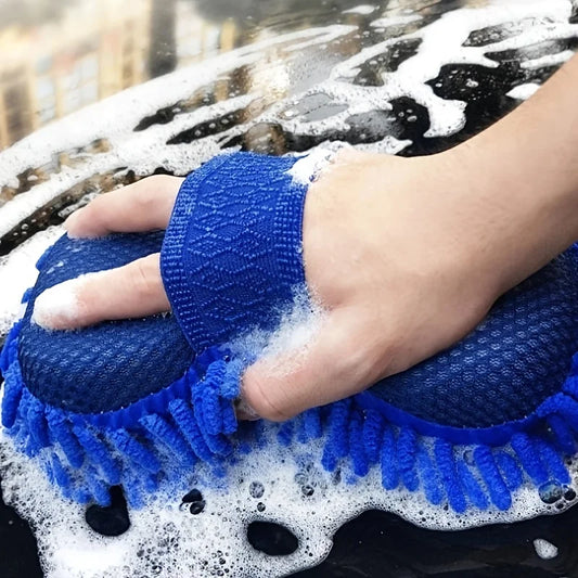 1 Stück Mikrofaserschwamm für Autos – Reinigungs- und Pflege-Set mit Tuch, Bürsten und Handschuh für Detailarbeit