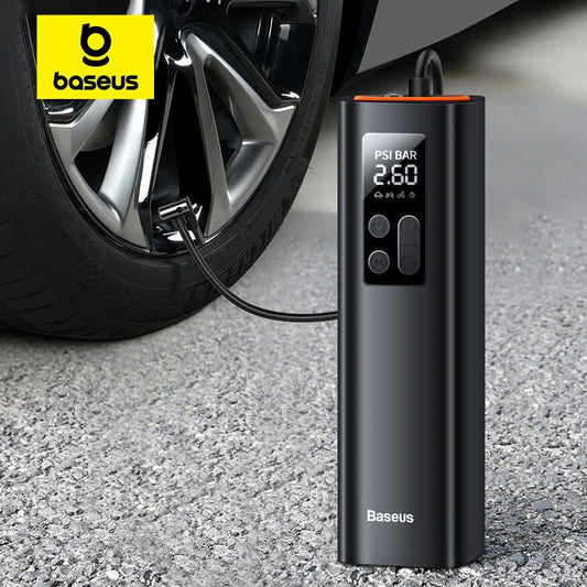 Baseus Mini-Luftkompressor für Auto – 12V, 150PSI, Tragbare Reifenpumpe mit digitalem Display für Auto, Fahrrad, Boot