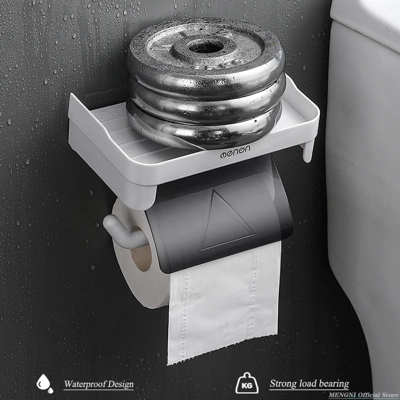 Multifunktionale Wandmontierter Toilettenpapierhalter – Wasserdichter Kunststoff-Rollenhalter mit Ablage, Toilettenpapier-Aufbewahrung und Organizer für Badezimmer, platzsparendes Design