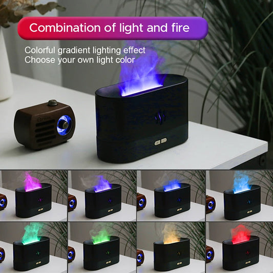 USB LED Luftbefeuchter 180ml - Tragbarer Kühlenebel-Diffusor mit Farbwechsel und Feuereffekt für Aroma-Öle