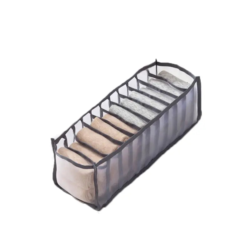 11-Fächer Faltbare Unterwäsche-Aufbewahrungsbox für Zuhause – Atmungsaktive Nylon-Mesh-Tasche zur Organisation von BHs und Unterwäsche