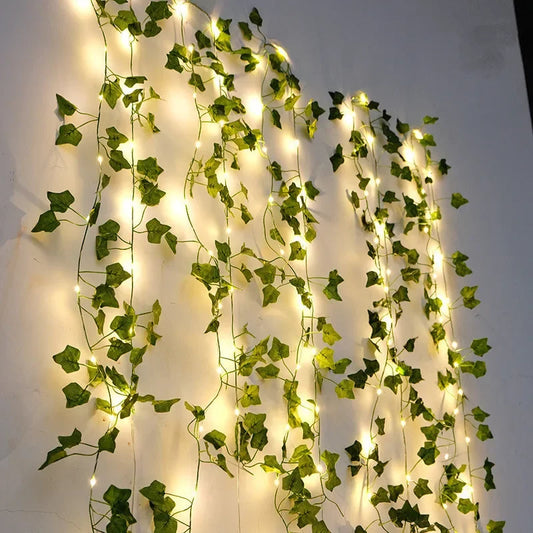 Efeu-Lichterkette – Batteriebetrieben, Mit Kunst-Ranke & LED Fairy Lights, Ideal für Weihnachtsbaum, Zuhause & Partys