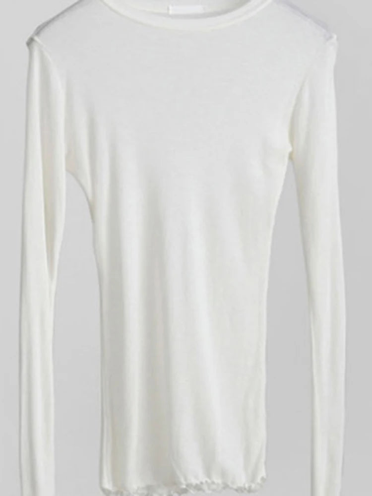Hochwertiges Damen Shirt – Baumwolle, elastisch, schlichtes Design. Casual Longsleeve für einen sexy, durchsichtigen Look. Ideal als Basic-Bekleidung