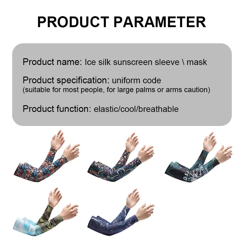 2er-Set Sonnenschutz Ice Silk Arm Sleeves & UV-Schutzmaske – Atmungsaktive, kühlende Ärmel und Bandana-Maske für maximalen Schutz beim Radfahren, Laufen und Outdoor-Aktivitäten im Sommer