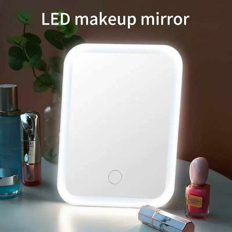 Tragbarer LED-Kosmetikspiegel mit USB-Anschluss – Touchscreen-Dimmung, Kompakter und Aufladbarer Schminkspiegel für Präzises Make-up