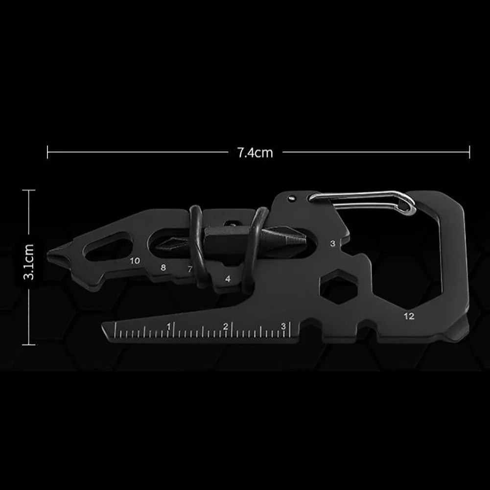 Multifunktionswerkzeug aus Edelstahl: Karabiner, Flaschenöffner, Schlüsselanhänger für Camping und Klettern