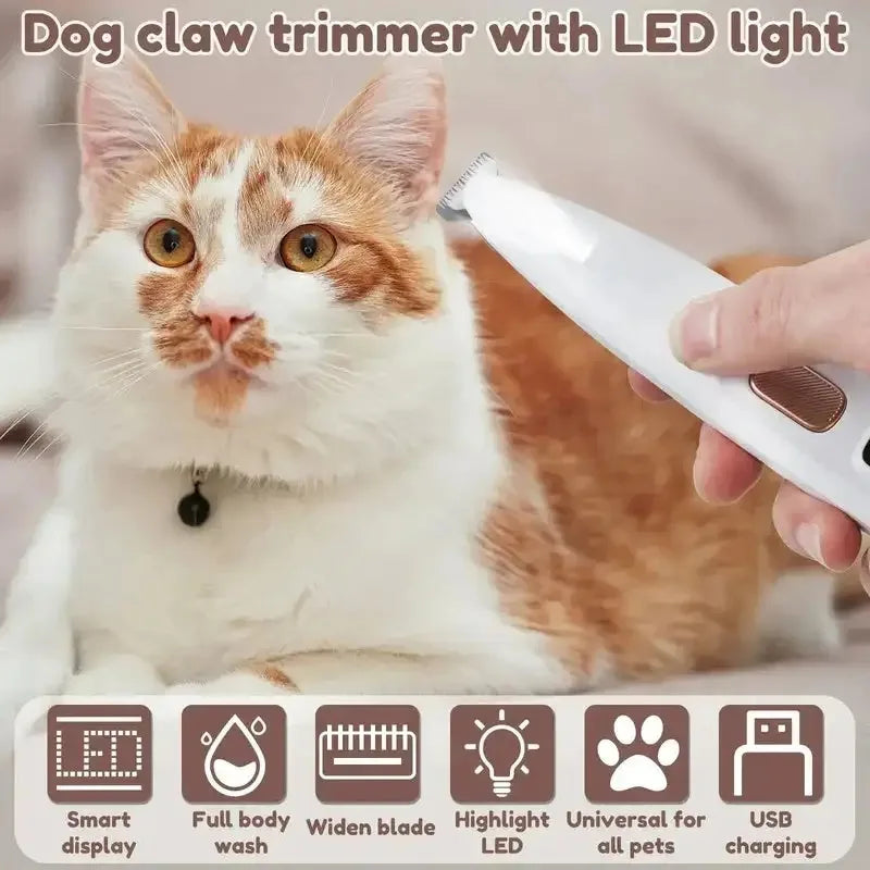 Premium Pfoten- & Felltrimmer für Hunde – LED-Beleuchtung, Wasserdicht, Breite 18 mm Klinge & Smart-Display für professionelles Grooming