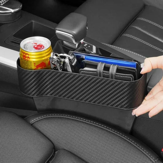 2 Stück Auto-Aufbewahrungsbox – Innenprodukte für den Sitz, Mittelkonsole-Lücken-Aufbewahrungsbox mit Getränkehalter, Sortierbox für Autositz-Lücke