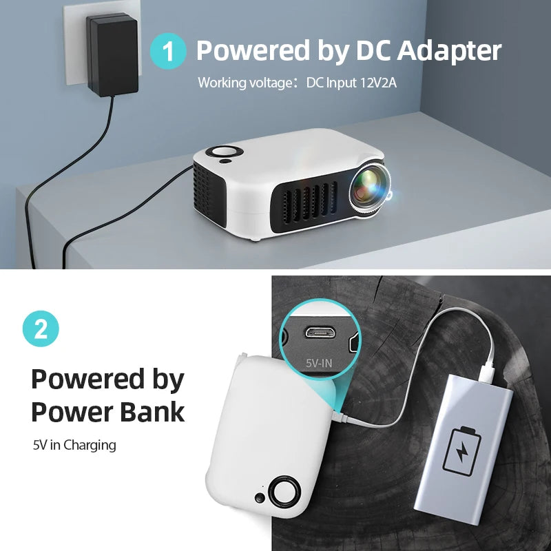 AUN A2000 Tragbarer Projektor LED Heimkino Mini Smart TV Beamer Unterstützung für 1080P Full HD Filmwiedergabe
