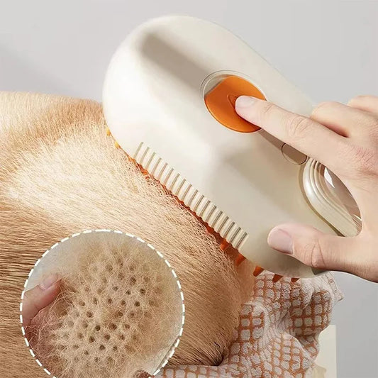 3-in-1 Elektrische Dampf Haustierhaarbürste für Hunde und Katzen – Multifunktionale Reinigungsbürste mit Dampfspray, Massagefunktion und Haarentfernung für ein glückliches Haustier