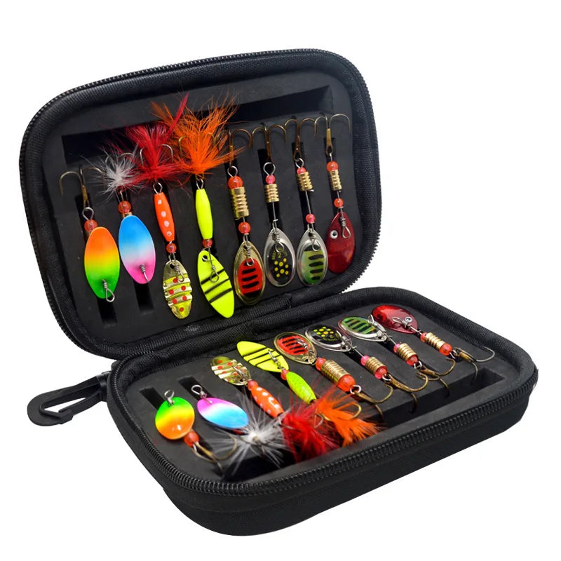 16/10-teiliges Set Metall Löffel Spinner Angelköder