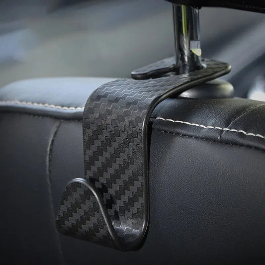 4er-Set Versteckte Autositzhaken – Multifunktionale Haken mit Carbonfaser-Textur für die Rückseite des Autositzes, kreative und vielseitige Befestigung