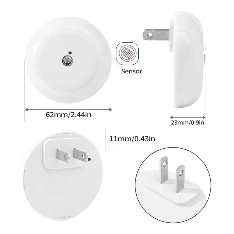 LED Nachtlicht mit Stecker – Dämmerungs- bis Morgendämmerungs-Sensor, Automatisch dimmend, Ideal für Badezimmer, Flur, Küche & Schlafzimmer