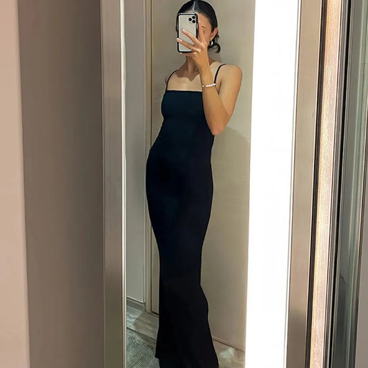 Damen Elegantes Sommer-Maxi-Kleid – Lässiges, rückenfreies Bodycon-Dress mit ärmellosem Design, Ideal für schicke Geburtstagsfeiern und stilvolle Sommerabende