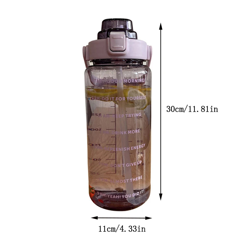 Große 2000 ml Kunststoff-Wasserflasche mit Strohhalm – Ideale Trinkflasche für Sport und Outdoor-Aktivitäten, Camping und Reise, Ergonomisches Design für komfortables Trinken