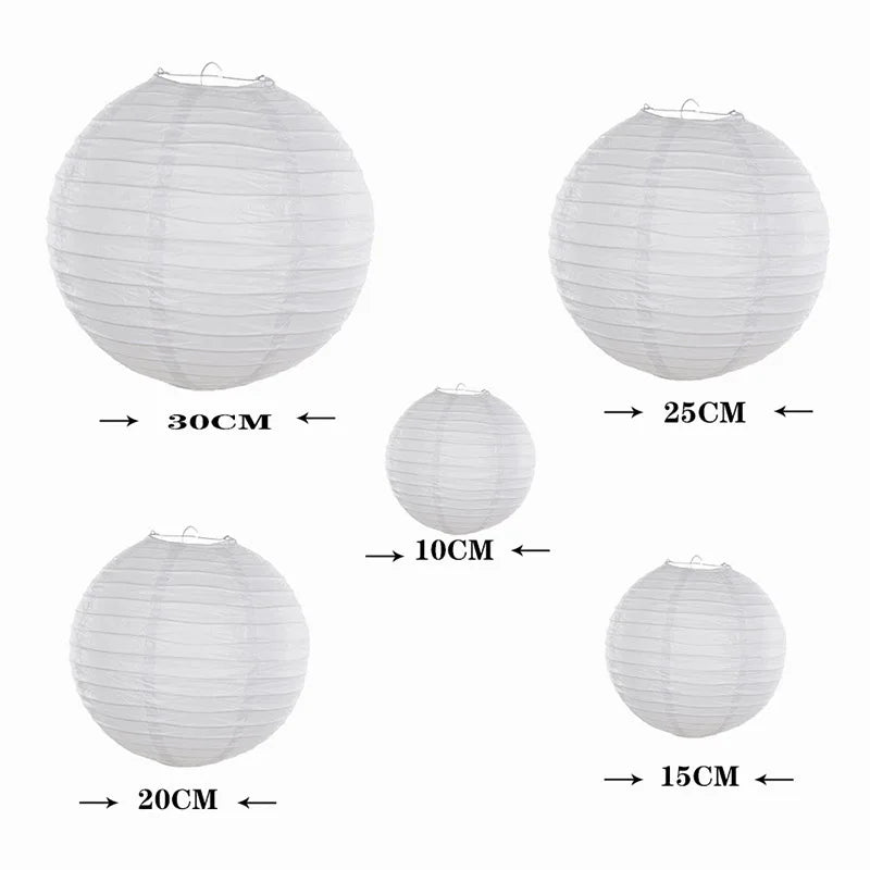 Lampions Solar, Runde Papier-Lampion Girlande – Weiß, Set aus 5/10/20 Stück, Für Indoor & Outdoor Dekoration